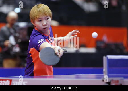 Zhu Yuling (CHN), 31 octobre 2015 - Tennis de Table : 2015 Coupe du Monde féminine de l'ITTF à Sendai Sendai, Japon. (Photo de Sho Tamura/AFLO SPORT) Banque D'Images