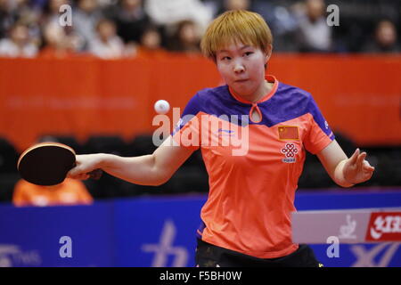 Zhu Yuling (CHN), 31 octobre 2015 - Tennis de Table : 2015 Coupe du Monde féminine de l'ITTF à Sendai Sendai, Japon. (Photo de Sho Tamura/AFLO SPORT) Banque D'Images