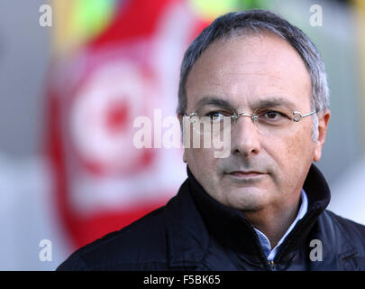 Udine, Italie. 1er novembre 2015. Franco Soldati, Président de l'Udinese ressemble au cours de la Serie A italienne match de football entre l'Udinese Calcio v Sassuolo Calcio au stade du Frioul le 01 novembre, 2015 à Udine. Credit : Andrea Spinelli/Alamy Live News Banque D'Images