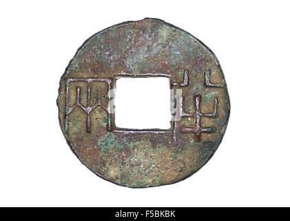 Old rusty chinese coin de dynastie Qin Banque D'Images