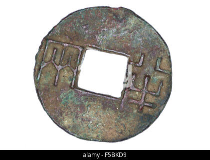 Old rusty chinese coin de dynastie Qin Banque D'Images