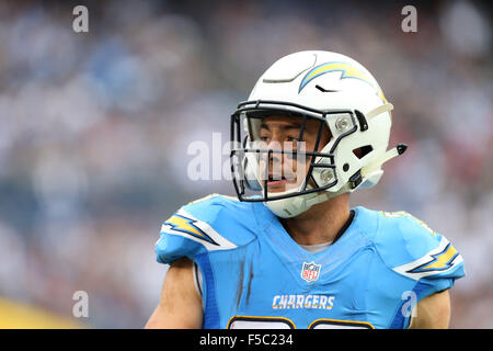 25 octobre 2015 San Diego Chargers running back Danny Woodhead # 39 en action au cours de la NFL football match entre les Oakland Raiders et les Chargers de San Diego au Qualcomm Stadium de San Diego, Californie.Charles Baus/CSM Banque D'Images