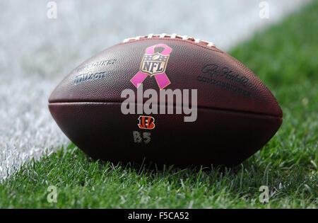 Pittsburgh, PA, USA. 1er novembre 2015. Balle de jeu au cours de la Cincinnati Bengals vs Pittsburgh Steelers match au stade Heinz Field de Pittsburgh, PA. Jason Pohuski/CSM/Alamy Live News Banque D'Images