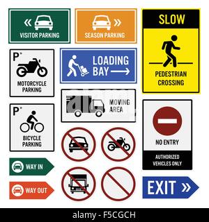 Les panneaux de signalisation composé de stationnement Illustration de Vecteur