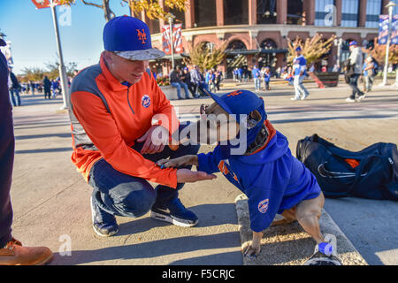 New York Mets fans le 30 octobre 2015 à New York, USA. © Hiroaki Yamaguchi/AFLO/Alamy Live News Banque D'Images