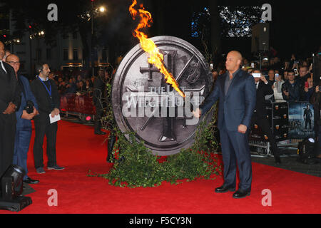 Londres, Royaume-Uni, 19 Octobre 2015 : Vin Diesel assiste à la dernière sorcière Hunter film premiere à Londres Banque D'Images