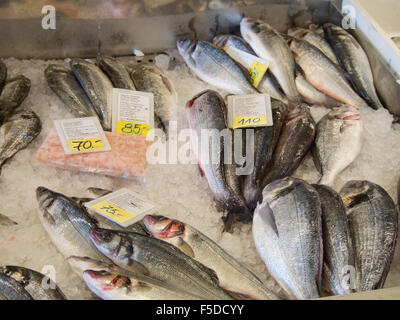 Le marché aux poissons dans le quartier de Gruz Dubrovnik Croatie, la capture de poissons frais de la Méditerranée sur l'offre Banque D'Images