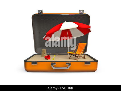 Forfait Plage / 3D render of concept du tourisme de plage Banque D'Images