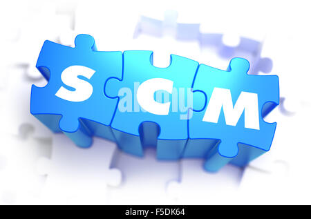 SCM - Texte sur bleu puzzles. Banque D'Images