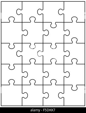 Vector illustration of white puzzle, parties séparées Banque D'Images