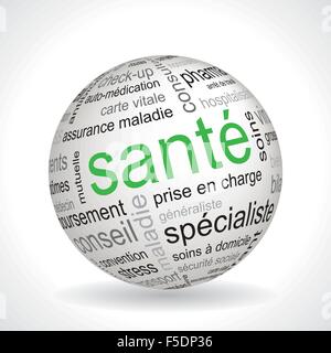 Thème de santé français sphère avec mots-clés vecteur complet Illustration de Vecteur