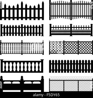 Piquets de clôture en brique en bois Jardin Cour Parc câblé Illustration de Vecteur