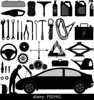 L'outil de réparation accessoires auto voiture Illustration de Vecteur