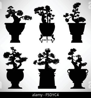 Bonsai Plant Pot de Fleurs Illustration de Vecteur