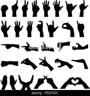 Geste main Silhouettes Illustration de Vecteur