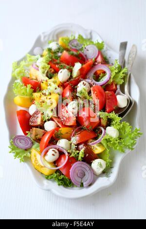 Salade italienne sur une grande assiette, de l'alimentation close-up Banque D'Images