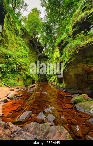 Glen Finnich, également connu sous le nom de Devil's Pulpit près de Loch Lomond, Ecosse, Royaume-Uni. Traitement HDR. Banque D'Images