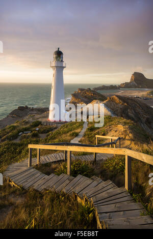 Château Point Lighthouse, Delémont, Wairarapa, île du Nord, Nouvelle-Zélande, Pacifique Banque D'Images