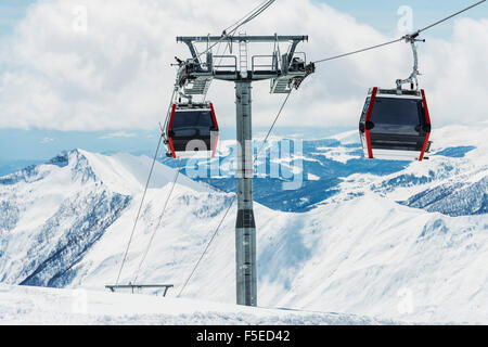 Télécabine, Gudauri Ski Resort, Géorgie, Caucase, Asie centrale, Asie Banque D'Images