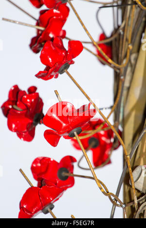 Liverpool, Royaume-Uni. 06Th Nov, 2015. Wendy Conseiller Simon assiste à la presse appel à St Georges Hall, pour l'installation du premier coquelicot céramique en commémoration de l'héros disparus des deux guerres mondiales. Les coquelicots sont drapées comme une rivière qui coule, au bas de l'Escalier sinueux de St Georges Hall. Le superbe écran sera terminé et dévoilé pour la mémoire le 8 novembre. Credit : Cernan Elias/Alamy Live News Banque D'Images