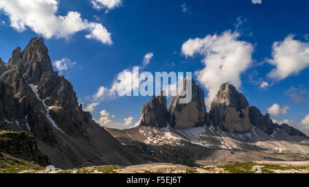 Mont Paterno et Tre Cime di Lavaredo, Vénétie, Italie Banque D'Images