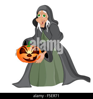 Fond d'halloween avec des citrouilles et sorcières.halloween bannières . vector illustration Banque D'Images