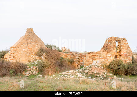 Les ruines de pierre complexes à Groenrivier (Green River) ferme à Nieuwoudtville. Les ruines sont des premiers colons et date Banque D'Images