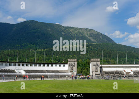 Olympiastadion, lieu de jeux d'hiver de 1936, Garmisch-Partenkirchen, District de Haute-bavière, Bavière, Allemagne Banque D'Images