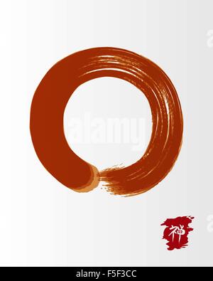 Cercle Zen Enso dans l'illustration à la main traditionnel style coup de pinceau. Symbole de méditation du bouddhisme avec la calligraphie. EPS10 Illustration de Vecteur