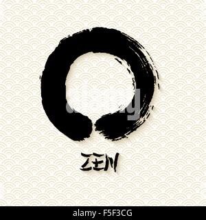 Cercle Zen Enso dans l'illustration à la main traditionnel style coup de pinceau. Symbole de méditation du bouddhisme avec la calligraphie. EPS10 Illustration de Vecteur
