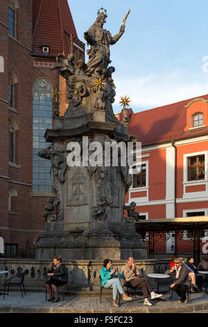 Wroclaw, Pologne, Mémorial de saint Jean Népomucène Banque D'Images