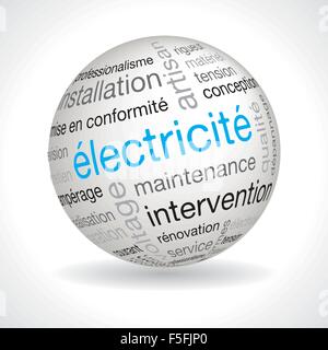 Thème de l'électricité français sphère avec mots-clés vecteur complet Illustration de Vecteur