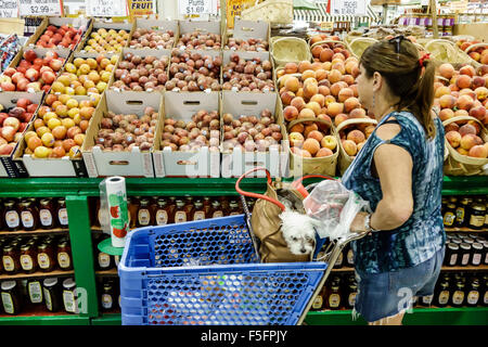 Delray Beach Florida, le marché des fermiers garçons, épicerie, supermarché, nourriture, afficher les produits de vente, femme femmes, shopping shopper shoppers shop sho Banque D'Images