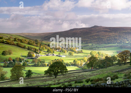 Appletree village et Simon du conducteur, dans le Yorkshire Dales, Wharfedale, Angleterre Banque D'Images