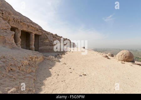 Les tombeaux de roche de Beni Hassan entre Minya et Mallawi, Moyenne Égypte Banque D'Images