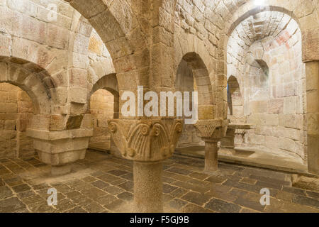 Crypte, Monastère de Leyre, Yesa, Navarre, Espagne Banque D'Images