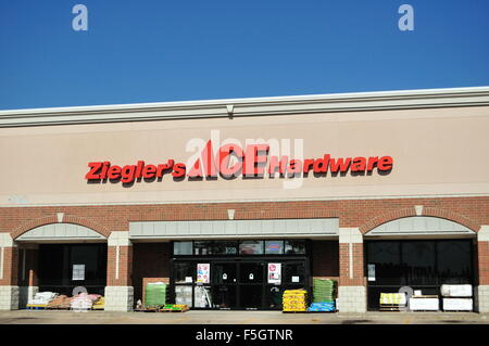 Une franchise Ace Hardware Store dans un centre commercial dans le sud d'Elgin, Illinois, USA. Banque D'Images