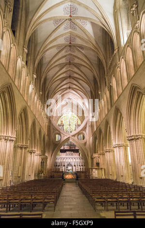 Les arches de ciseaux dans la cathédrale de Wells, Somerset Banque D'Images