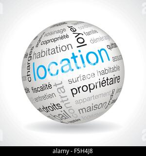 Thème location français sphère avec mots-clés vecteur complet Illustration de Vecteur