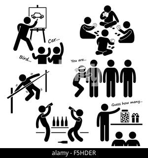 Partie jeux récréatifs Stick Figure Clipart Icône pictogramme Illustration de Vecteur