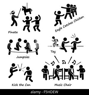 Les enfants de la petite enfance Enfants Jeux Stick Figure Clipart Icône pictogramme Illustration de Vecteur