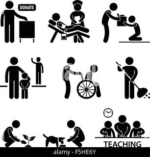 Don de charité aidant bénévole Stick Figure Icône pictogramme Illustration de Vecteur