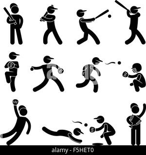 Softball Baseball Pitcher Swing Icône Pictogramme signe Symbole Champion Illustration de Vecteur