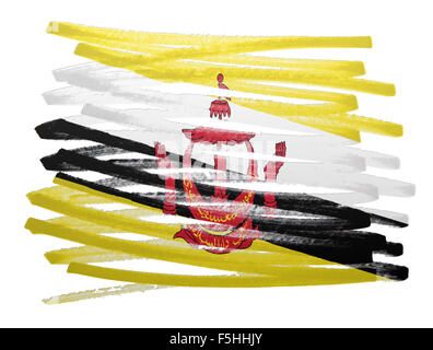 Flag illustration réalisée avec stylo - Brunei Banque D'Images