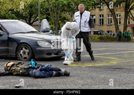 Berlin, Allemagne, Polizeiuebung attaque terroriste Banque D'Images