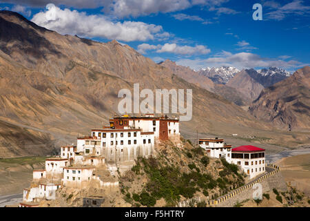 L'Inde, l'Himachal Pradesh, le Spiti Valley, monastère bouddhiste de colline, Clés in early morning light gompa Banque D'Images