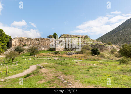 Les ruines de la ville antique de Mycènes. Les sites archéologiques de Mycènes et de Tirynthe ont été inscrits sur le monde Banque D'Images