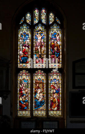 Vitrail dans l'église Holy Trinity, Long Melford, Suffolk Banque D'Images