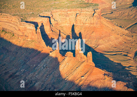 Moïse et Zeus, pinacles, Canyonlands National Park, Utah, Taylor Canyon, île dans le ciel, Green River Banque D'Images