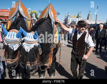 L'équipe et formateur à l'Oktoberfest à Munich, Allemagne Banque D'Images